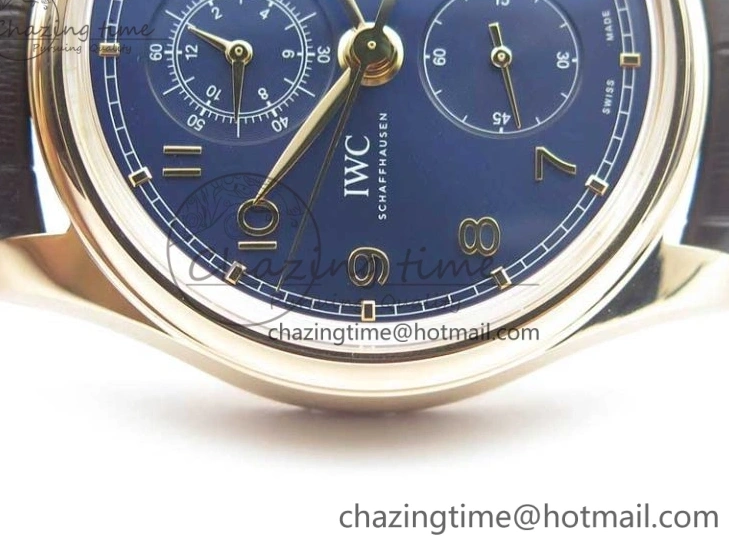 MIROTIME 0417 Portugieser Chrono  42 IW390406 RG ZF 1:1 Best Edition Blue Dial on Brown Leather Strap A Durable 7129